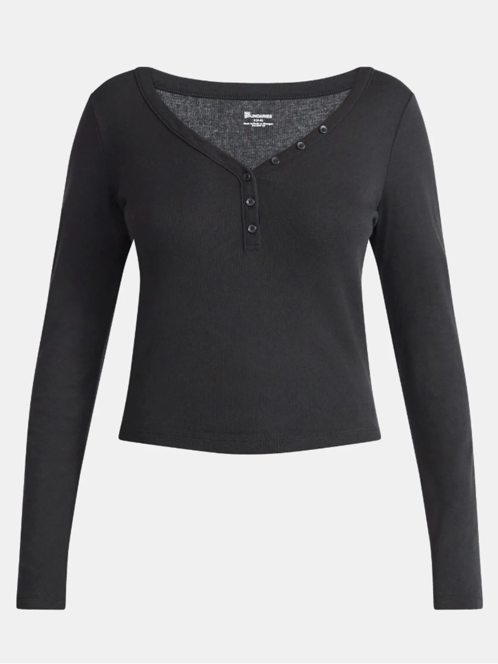 No Boundaries Henley Top with Long Sleeves